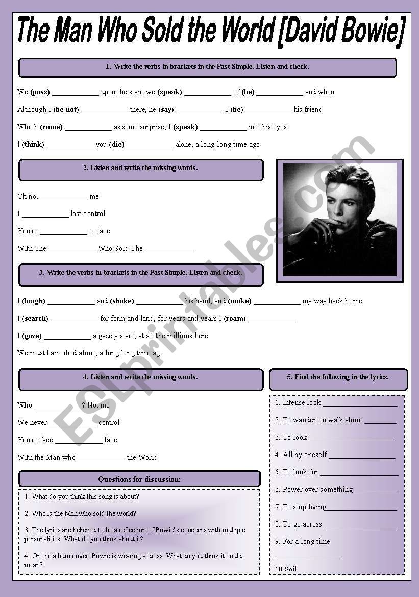 SONG!!! The Man Who Sold the World [David Bowie] - Printer-friendly version included